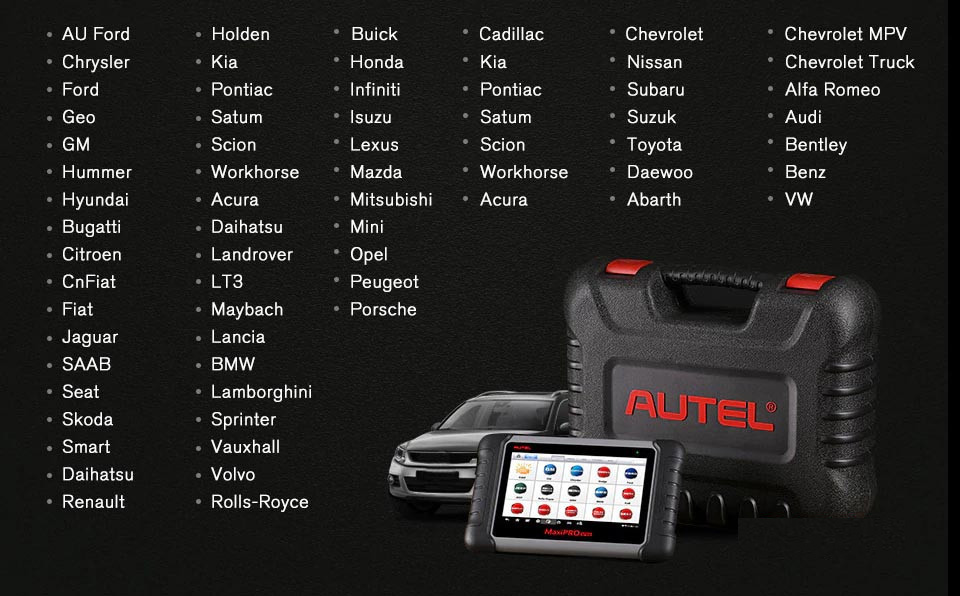  Autel MaxiPro MP808K car list